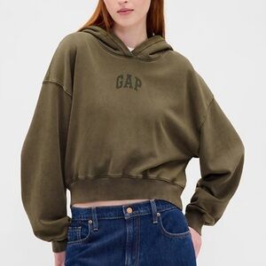 NEW GAP Vintagesoft Crop Logo Hoodie
